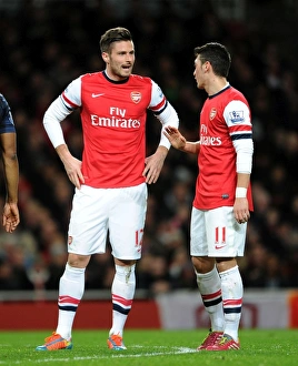 Arsenal V Manchester United 2013-14 Prints: Arsenal: Giroud and Ozil in Action against Manchester United, Premier League 2013-14