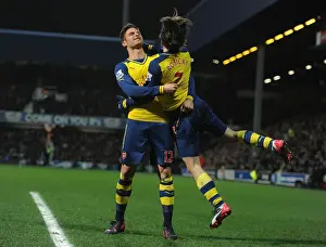 Queens Park Rangers V Arsenal 2014-15 Prints: Arsenal: Giroud and Rosicky Celebrate First Goal Against Queens Park Rangers (2014-15)