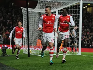Arsenal V Newcastle United 2014/15 Prints: Arsenal: Giroud and Welbeck Celebrate Goals Against Newcastle United (2014/15)