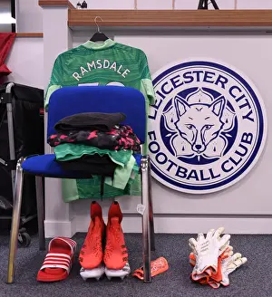Arsenal Goalkeeper Aaron Ramsdale's Kit in The King Power Stadium Changing Room (Leicester City vs Arsenal, 2021-22)