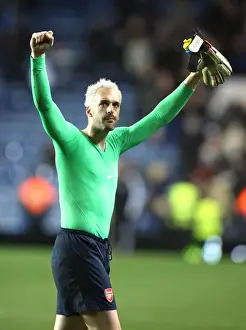 Chelsea V Arsenal 2008-09 Prints: Arsenal goalkeeper Manuel Amunia salutes the fans after the match
