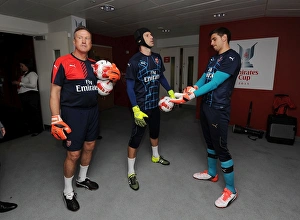Arsenal Goalkeepers: Gerry Peyton, Petr Cech, and Emiliano Martinez Gear Up for Arsenal v Olympique Lyonnais at Emirates Cup 2015/16