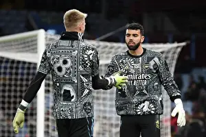 Aston Villa V Arsenal 2023-24 Prints: Arsenal Goalkeepers Ramsdale and Raya Engage in Pre-Match Warm-Up at Aston Villa