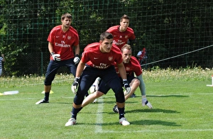 Arsenal goalkeepers Vtio Mannone, Manuel Almunia, Wojciech Szczesny and Lucasz Fabianski