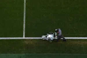 Arsenal V Manchester United FA Cup 2018-19 Prints: Arsenal Groundsman: Battle Preparation for Arsenal vs Manchester United FA Cup Match
