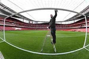 Arsenal V Watford 2017-18 Prints: Arsenal Groundsman: Readying Emirates Stadium for Matchday