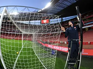 Arsenal V Hull City 2013-14 Prints: Arsenal Groundsmen: Readying the Emirates Turf for Kick-off (Arsenal vs Hull City)