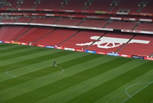 Arsenal V Manchester City 2017-18 Prints: Arsenal Groundstaff Prepare Blue Turf for Arsenal vs. Manchester City (2017-18)