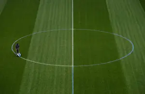 Arsenal V Manchester City 2017-18 Prints: Arsenal Groundstaff Prepare Blue Turf for Arsenal vs Manchester City (2017-18)