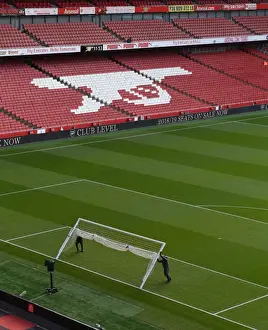 Arsenal V Newcastle United 2017-18 Prints: Arsenal Groundstaff Prepare Emirates Stadium for Arsenal vs. Newcastle United (2017-18)