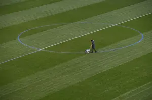 Arsenal V Manchester City 2017-18 Prints: Arsenal Groundstaff Prepare Pitch for Manchester City Clash (2017-18)