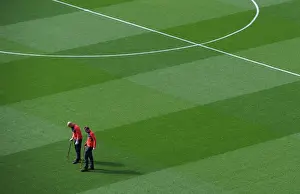 Arsenal V West Bromwich Albion 2015-16 Prints: Arsenal Groundstaff Preparing Emirates Stadium for Arsenal vs West Bromwich Albion (2015-16)