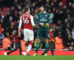 Arsenal V Watford 2017-18 Prints: Arsenal: Holding and Cech Celebrate Victory over Watford, Premier League 2017-18