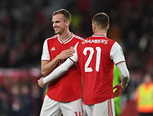 Arsenal V Nottingham Forest Carabao Cup 3rd Rd 2019-20 Prints: Arsenal: Holding and Chambers Embrace Carabao Cup Victory