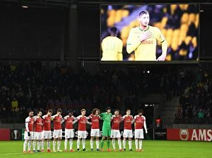 Images Dated 14th February 2019: Arsenal Honors Emiliano Sala Before UEFA Europa League Clash Against BATE Borisov