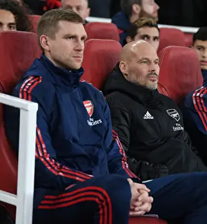 Arsenal Interim Coach Freddie Ljungberg with Per Mertesacker during Arsenal vs Brighton & Hove Albion, Premier League 2019-20