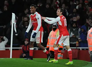 Arsenal V Crystal Palace 2016-17 Prints: Arsenal: Iwobi and Monreal's Unforgettable Goal Celebration vs Crystal Palace (2016-17)