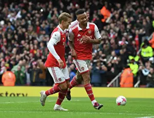 Arsenal V Leeds United 2022-23 Prints: Arsenal: Jesus and Odegaard Celebrate First Goal in 2022-23 Premier League Win Against Leeds United