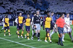Images Dated 17th September 2008: The Arsenal and Kiev teams walk onto the pitch before the match