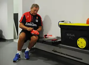 Arsenal Kit Man Vic Akers Preparing Boots before Arsenal vs. Chelsea - FA Community Shield 2015-16