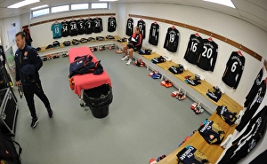 Norwich City V Arsenal 2015-16 Prints: Arsenal Kit Men Ready the Turf: Norwich City vs. Arsenal (2015-16 Premier League)
