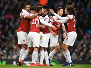 Manchester City V Arsenal 2018-19 Prints: Arsenal: Koscielny and Aubameyang Celebrate Goal Against Manchester City (2018-19)