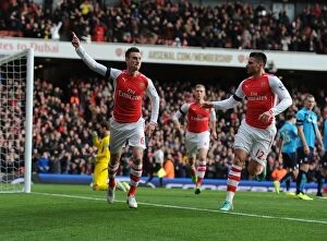 Arsenal v Stoke City 2014-15 Collection: Arsenal: Koscielny and Giroud's Unforgettable Goal Celebration vs Stoke City (2014-15)