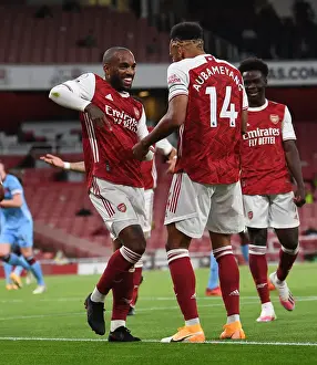 Arsenal V West Ham United 2020-21 Prints: Arsenal: Lacazette and Aubameyang's Unstoppable Duo - Goal Celebration vs West Ham United (2020-21)