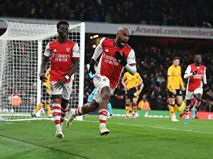 Arsenal: Lacazette and Saka Celebrate Goal Against Wolverhampton Wanderers