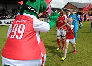 Arsenal Ladies V Notts County WSL 10th July 2016 Prints: Arsenal Ladies: Alex Scott and the Mascot - Pre-Match Moment at Meadow Park Before 2:0 Victory over Notts County
