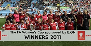 Arsenal Ladies V Bristol Academy FA Cup Final 2011 Prints: Arsenal Ladies celebrate with the FA Cup Trophy. Arsenal Ladies 2: 0 Bristol Academy