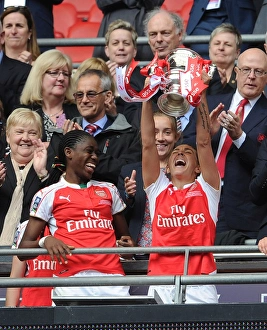 Arsenal Ladies V Chelsea Ladies - FA Cup Final 2016 Prints: Arsenal Ladies Celebrate FA Cup Victory: Fara Williams and Asisat Oshoala Lift the Trophy