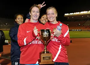 Arsenal Ladies Celebrate Hard-Fought Draw Against INAC Kobe with Stars Chiara Grant, Katie Chapman, Rachel Yankey, and Alex Scott