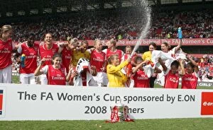The Arsenal Ladies celebrate winning the FA Cup