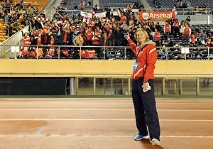 Arsenal Ladies Faye White Amidst Cheering Fans at Nishigaoka Stadium during 1:1 Charity Match vs INAC Kobe