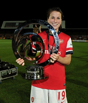 Arsenal Ladies V Birmingham City - WSL League Cup Final 2012-13 Prints: Arsenal Ladies FC Clinch WSL Continental Cup: Niamh Fahey Holds the Trophy After Victory Over Birmingham City Ladies FC