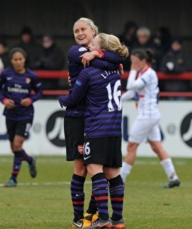 Arsenal Ladies FC Triumph: Kim Little and Steph Houghton Celebrate Goals in UEFA Women's Champions League Quarters