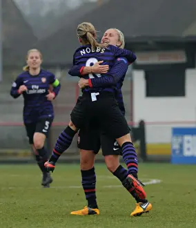 Arsenal Ladies FC's Jordan Nobbs and Steph Houghton Celebrate Goal in UEFA Women's Champions League Quarterfinals