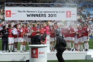 Arsenal Ladies lift the FA Cup Trophy. Arsenal Ladies 2: 0 Bristol Academy