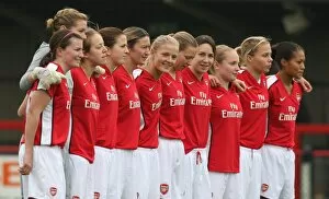 Images Dated 11th November 2009: Arsenal Ladies line up for a minutes silence