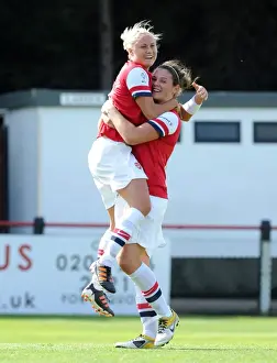 Arsenal Ladies V Lincoln Ladies 2012:13 Prints: Arsenal Ladies Make History: Beattie and Houghton's First Goal Celebration - A New Era in Women's Football