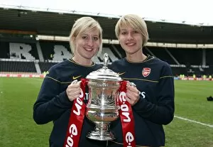 Arsenal Ladies v Sunderland WFC Collection: Arsenal Ladies physios with the FA Cup Trophy