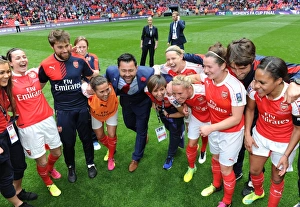 Arsenal Ladies V Chelsea Ladies - FA Cup Final 2016 Prints: Arsenal Ladies Triumph in FA Cup Final: Pedro Martinez Losa and Team Celebrate at Wembley