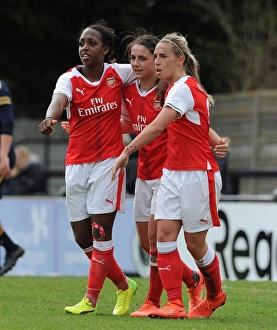 Arsenal Ladies V Tottenham Hotspur Ladies FA Cup 2017 Prints: Arsenal Ladies Triumph: Van de Donk, Carter, Nobbs Celebrate FA Cup Goal Against Tottenham