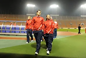 INAC Kobe V Arsenal Ladies Prints: Arsenal Ladies vs INAC Kobe: A 1-1 Draw at Nishigaoka Stadium - Jennifer Beattie and Jordan Nobbs in Action