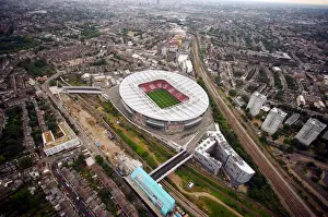 Arsenal Leads 2:1 Against Ajax in Bergkamp's Testimonial: Aerial View of Emirates Stadium (2006)