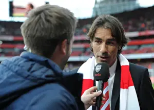 Arsenal V Norwich City 2013-14 Prints: Arsenal Legends: Robert Pires Half-Time Interview Amidst Arsenal's 4:1 Victory Over Norwich City