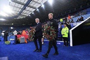 Images Dated 7th November 2022: Arsenal and Leicester Managers Lay Armistice Day Poppy Wreaths Ahead of Women's Super League Clash