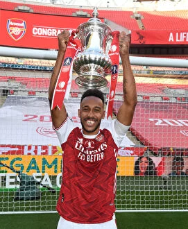Images Dated 1st August 2020: Arsenal Lift FA Cup Against Chelsea in Empty Wembley Stadium