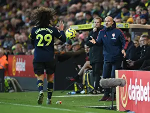 Norwich City V Arsenal 2019-20 Prints: Arsenal: Ljungberg Encourages Guendouzi on the Pitch during Norwich Match